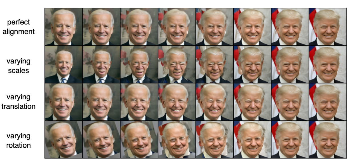 Interpolation between the semantic and stochastic encodings of two input images using the diffusion autoencoder model pre-trained on the FFHQ dataset.